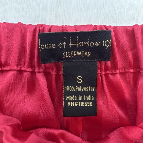 House of Harlow 1960 Women's Red Silk Pajama Shorts Sleepwear Size Small Striped - Picture 2 of 6